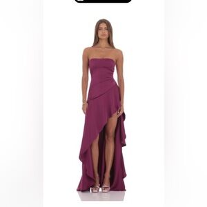 Lucy in the Sky satin high low maxi dress